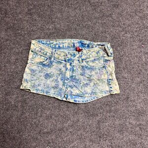 Divided H&M Shorts Womens Size 4 Blue Floral Low Rise Stretch Denim Hot Pant